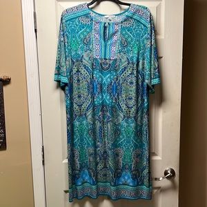Studio One 3x Blue/green sheath dress. Gently worn.